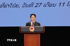 Chủ tịch nước Lương Cường đọc diễn văn kỷ niệm. (Ảnh: Lâm Khánh/TTXVN)