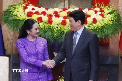 Chủ tịch nước Lương Cường tiếp Thủ tướng Thái Lan Paetongtarn Shinawatra. (Ảnh: Lâm Khánh/TTXVN)