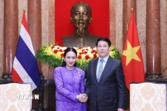 Chủ tịch nước Lương Cường tiếp Thủ tướng Thái Lan Paetongtarn Shinawatra. (Ảnh: Lâm Khánh/TTXVN)