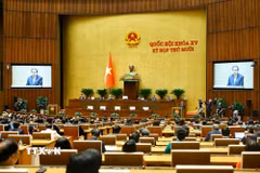 Chủ tịch Quốc hội Trần Thanh Mẫn phát biểu bế mạc Kỳ họp thứ 10, Quốc hội khóa XV. (Ảnh: Doãn Tấn/TTXVN)