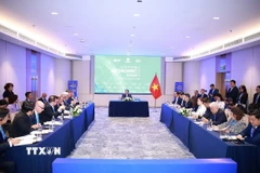 Thủ tướng Phạm Minh Chính tiếp các doanh nghiệp quốc tế về lĩnh vực tài chính. (Ảnh: Dương Giang/TTXVN)