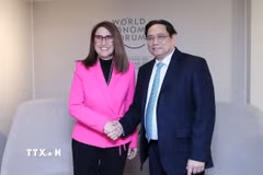 Thủ tướng Phạm Minh Chính gặp bà Rebeca Grynspan, Tổng Thư ký Hội nghị Liên hợp quốc về Thương mại và Phát triển. (Ảnh: Dương Giang/TTXVN)