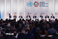 Phiên khai mạc Hội nghị Đại dương Liên hợp quốc lần thứ 3 (UNOC 3) tại thành phố Nice, Cộng hòa Pháp. (Ảnh: Dương Giang/TTXVN)