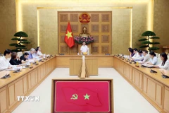 Phó Thủ tướng Hồ Đức Phớc, Trưởng Ban Chỉ đạo Phòng, chống rửa tiền chủ trì họp Ban chỉ đạo. (Ảnh: An Đăng/TTXVN)