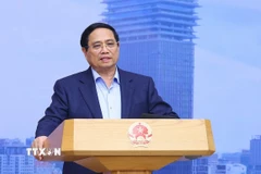 Thủ tướng Phạm Minh Chính chủ trì phiên họp thứ nhất của Ban Chỉ đạo về Trung tâm tài chính quốc tế tại Việt Nam. (Ảnh: Dương Giang/TTXVN)