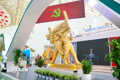 Gian trưng bày tỉnh Điện Biên tại Triển lãm thành tựu Đất nước "80 năm hành trình Độc lập-Tự do-Hạnh phúc." (Ảnh: Thanh Tùng/TTXVN)