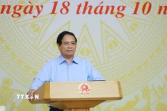 Thủ tướng Phạm Minh Chính kết luận Hội nghị về thúc đẩy đầu tư công năm 2025. (Ảnh: Dương Giang/TTXVN)