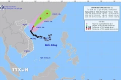 Hướng di chuyển của bão số 1 lúc 11h ngày 14/6/2025. (Ảnh: TTXVN phát)