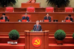Đồng chí Lê Minh Hưng, Ủy viên Bộ Chính trị, Bí thư Trung ương Đảng, Trưởng Ban Tổ chức Trung ương phát biểu. (Ảnh: TTXVN)