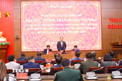 Thượng tướng Trần Quang Phương, Ủy viên Trung ương Đảng, Phó Chủ tịch Quốc hội phát biểu tại buổi làm việc. (Ảnh: TTXVN phát)