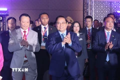 Thủ tướng Phạm Minh Chính đến dự Phiên Đối thoại Cấp cao tại Hội nghị Thượng đỉnh Kinh doanh và Đầu tư ASEAN (ABIS). (Ảnh: Dương Giang/TTXVN)
