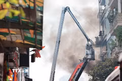 Hiện trường vụ cháy. (Ảnh: Phan Phương/TTXVN)