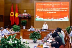 Chủ tịch Quốc hội Trần Thanh Mẫn phát biểu tại buổi làm việc với Ủy ban Bầu cử tỉnh Đồng Tháp. (Ảnh: Doãn Tấn/ TTXVN)