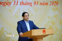 Thủ tướng Phạm Minh Chính chủ trì Phiên họp lần thứ tư của Ban Chỉ đạo quốc gia triển khai Nghị quyết số 68-NQ/TW của Bộ Chính trị về phát triển kinh tế tư nhân. (Ảnh: Dương Giang/TTXVN)
