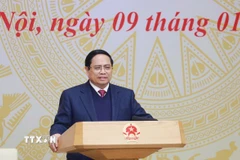 Thủ tướng Phạm Minh Chính chủ trì Hội nghị trực tuyến toàn quốc thúc đẩy đầu tư công năm 2025 và năm 2026. (Ảnh: Dương Giang/TTXVN)