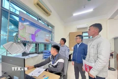 Toàn bộ dữ liệu tàu cá ra vào cảng cá Lạch Bạng được tích hợp, chia sẻ liên thông giữa hệ thống quản lý của Bộ Quốc phòng và hệ thống cơ sở dữ liệu thủy sản quốc gia (VNFishbase). (Ảnh: Hoa Mai/TTXVN)