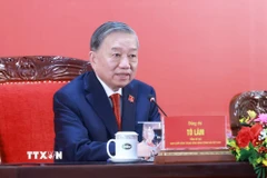 Tổng Bí thư Tô Lâm chủ trì buổi họp báo. (Ảnh: TTXVN)