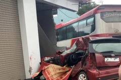 Hiện trường vụ tai nạn tại thị xã Chũ, tỉnh Bắc Giang.