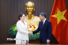 Thủ tướng Lê Minh Hưng tiếp Đại sứ New Zealand Caroline Beresford. (Ảnh: Dương Giang/TTXVN)
