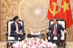 Đồng chí Trần Cẩm Tú, Ủy viên Bộ Chính trị, Thường trực Ban Bí thư tiếp Đại sứ Singapore tại Việt Nam Rajpal Singh. (Ảnh: Phương Hoa/TTXVN)