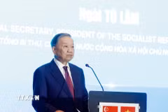 Tổng Bí thư, Chủ tịch nước Tô Lâm phát biểu tại Diễn đàn Kết nối công nghệ Việt Nam- Singapore. (Ảnh: Thống Nhất/TTXVN)