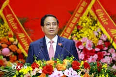 Đồng chí Phạm Minh Chính, Ủy viên Bộ Chính trị, Bí thư Đảng ủy, Thủ tướng Chính phủ phát biểu bế mạc Đại hội. (Ảnh: Văn Điệp/TTXVN)