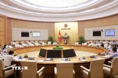 Phiên họp Chính phủ chuyên đề về xây dựng pháp luật tháng 7 năm 2025. (Ảnh: Dương Giang/TTXVN)