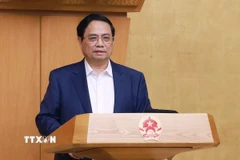 Thủ tướng Phạm Minh Chính chủ trì Phiên họp Chính phủ chuyên đề về xây dựng pháp luật tháng 7 năm 2025. (Ảnh: Dương Giang/TTXVN)