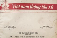 Bản tin chiến thắng đầu tiên phát đi từ Việt Nam Thông tấn xã ngày 30/4/1975. (Nguồn: Vietnam+)