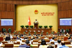 Quốc hội biểu quyết thông qua Luật sửa đổi, bổ sung một số điều của Luật Tổ chức Viện Kiểm sát Nhân dân. (Ảnh: Doãn Tấn/TTXVN)
