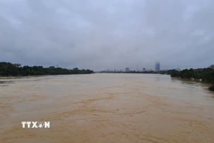 Lũ trên sông Hương, thành phố Huế trên báo động 3. (Ảnh: Nguyên Lý/TTXVN)