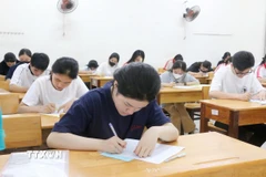 Thí sinh dự thi môn Ngữ văn. (Ảnh: Minh Sơn/Vietnam+)