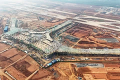 Công trường thi công nhà ga Sân bay Long Thành. (Ảnh: Hồng Đạt/TTXVN)