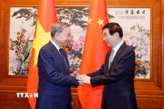 Tổng Bí thư, Chủ tịch nước Tô Lâm hội kiến Chủ tịch Chính hiệp toàn quốc Trung Quốc Vương Hộ Ninh. (Ảnh: Thống Nhất/TTXVN)