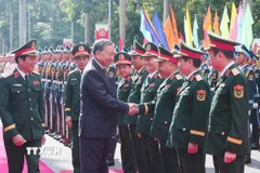 Tổng Bí thư Tô Lâm tới dự buổi lễ Kỷ niệm 80 năm Ngày truyền thống Bộ Tổng Tham mưu Quân đội Nhân dân Việt Nam (Ảnh: Trọng Đức/TTXVN)