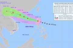 HÌnh ảnh vị trí và đường đi của bão Matmo lúc 13h ngày 3/10/2025. (Nguồn: Trung tâm Dự báo Khí tượng Thủy văn Quốc gia)