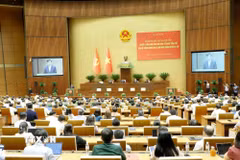 Hội nghị toàn quốc sơ kết 1 năm vận hành mô hình tổ chức tổng thể của hệ thống chính trị và mô hình chính quyền 3 cấp. (Ảnh: Phương Hoa/TTXVN)