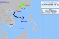 Hướng di chuyển của bão số 1 lúc 16h ngày 14/6/2025. (Nguồn: Trung tâm Dự báo Khí tượng Thủy văn Quốc gia)