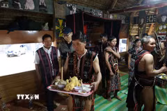Mâm lễ khai năm tạ ơn rừng được đồng bào Cơ Tu (xã Hùng Sơn, thành phố Đà Nẵng) chuẩn bị. (Ảnh: Khoa Chương/TTXVN)