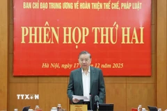 Tổng Bí thư Tô Lâm phát biểu tại phiên họp thứ hai của Ban Chỉ đạo Trung ương về hoàn thiện thể chế, pháp luật. (Ảnh: Thống Nhất/TTXVN)