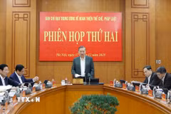Tổng Bí thư Tô Lâm phát biểu tại phiên họp thứ hai của Ban Chỉ đạo Trung ương về hoàn thiện thể chế, pháp luật. (Ảnh: Thống Nhất/TTXVN)