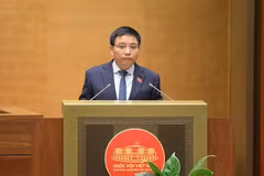 Bộ trưởng Bộ Tài chính Nguyễn Văn Thắng đã trình bày Báo cáo tiếp thu, giải trình, chỉnh lý dự án Luật Ngân sách Nhà nước (sửa đổi). (Ảnh: CTV/Vietnam+)