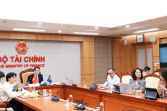 Hội nghị Thứ trưởng Tài chính ASEAN tại điểm cầu Bộ Tài chính, ngày 7/4. (Ảnh: BTC/Vietnam+)