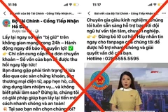 Trang facebook tự nhận là đại diện Bộ Tài chính và đưa ra các thông tin rằng có thể giúp thu hồi tiền cho các nạn nhân bị lừa đảo qua mạng. (Ảnh: Vietnam+)