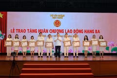 Khen thưởng các tập thể, cá nhân có thành tích trong công tác thuế. (Ảnh: Vietnam+)