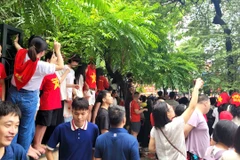 Ghi nhận tại khu vực ngã tư phố Đội Cấn giao với Văn Cao. (Ảnh: Minh Anh/Vietnam+)