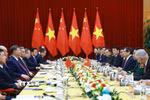 Thủ tướng Phạm Minh Chính hội kiến Tổng Bí thư, Chủ tịch nước Trung Quốc Tập Cận Bình. (Ảnh: Dương Giang/TTXVN)
