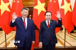 Chủ tịch Quốc hội Trần Thanh Mẫn hội kiến Tổng Bí thư, Chủ tịch nước Trung Quốc Tập Cận Bình thăm cấp Nhà nước tới Việt Nam. (Ảnh: Doãn Tấn/TTXVN)