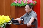Thủ tướng Phạm Minh Chính kết luận buổi làm việc với Ban Thường vụ Tỉnh uỷ Quảng Trị. (Ảnh: Dương Giang/TTXVN)