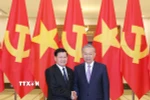 Tổng Bí thư Tô Lâm và Tổng Bí thư, Chủ tịch nước Lào Thongloun Sisoulith. (Ảnh: Thống Nhất/TTXVN)